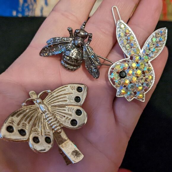 Three different vintage hair clips, excellent condition - Picture 1 of 8